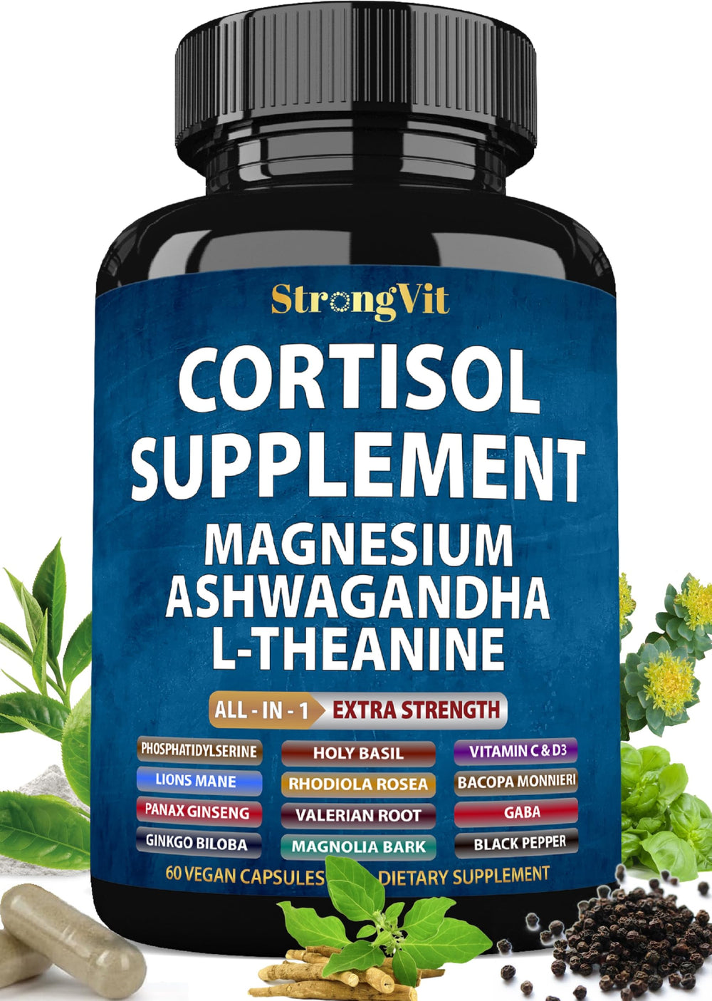 StrongVit frente del empaque mostrando la botella y diseño claro, confianza y calidad