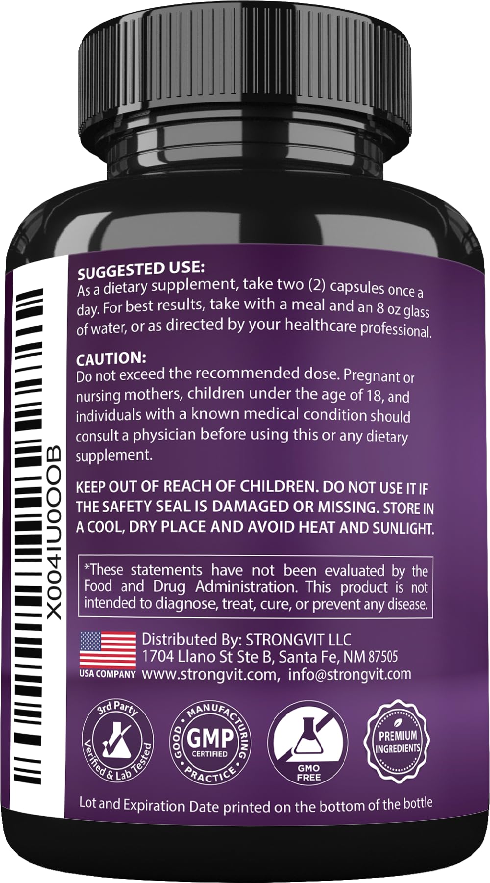 StrongVit certificado de laboratorio enfatizando pruebas de pureza y calidad