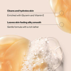 Suave etiqueta lateral con ingredientes claves y beneficios visibles