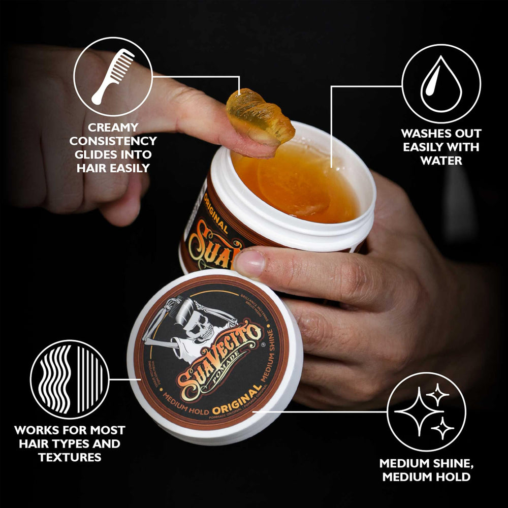 Suavecito Pomade open tub creamy texture for smooth application