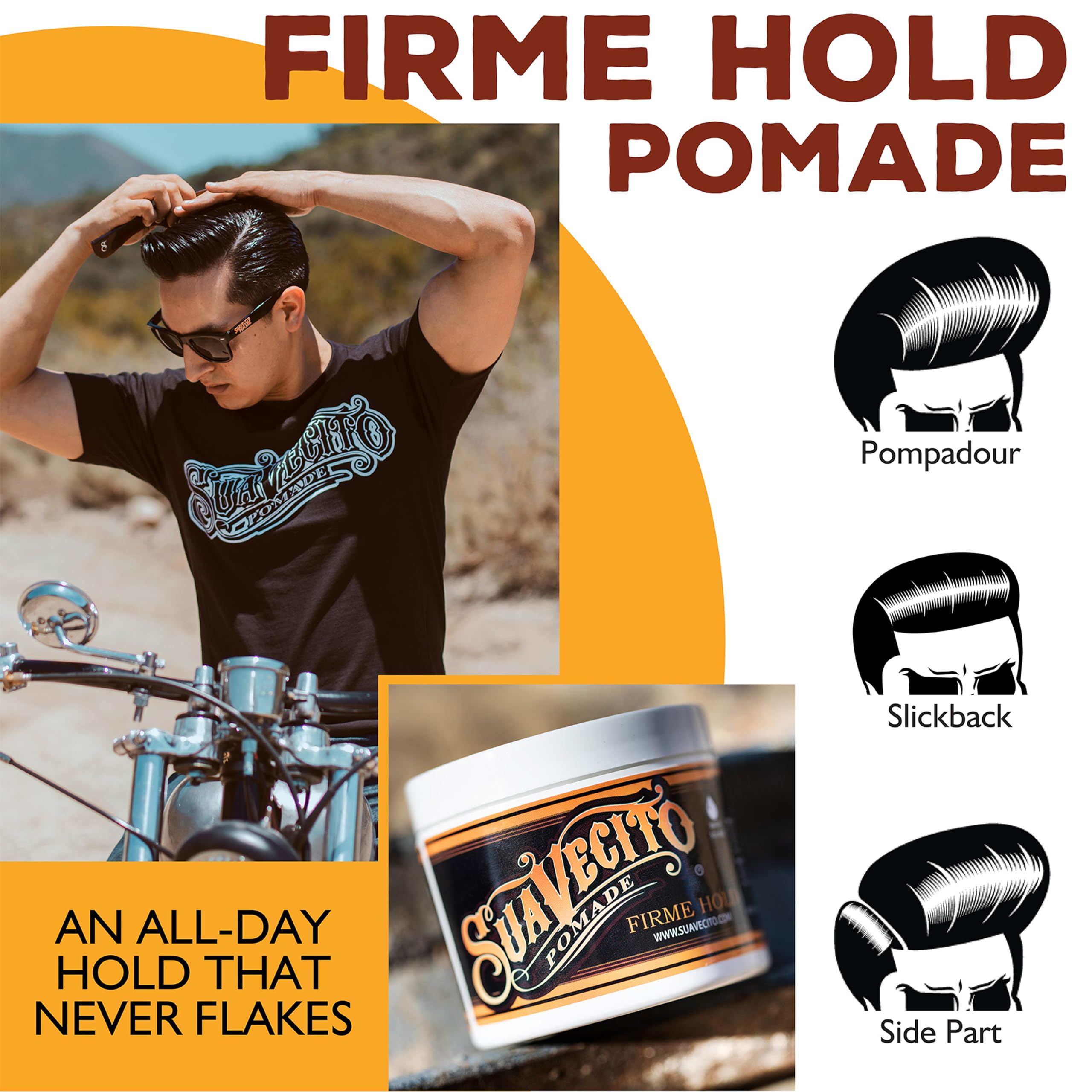 Suavecito Pomade being scooped in hand, demonstrates spreadable texture and control