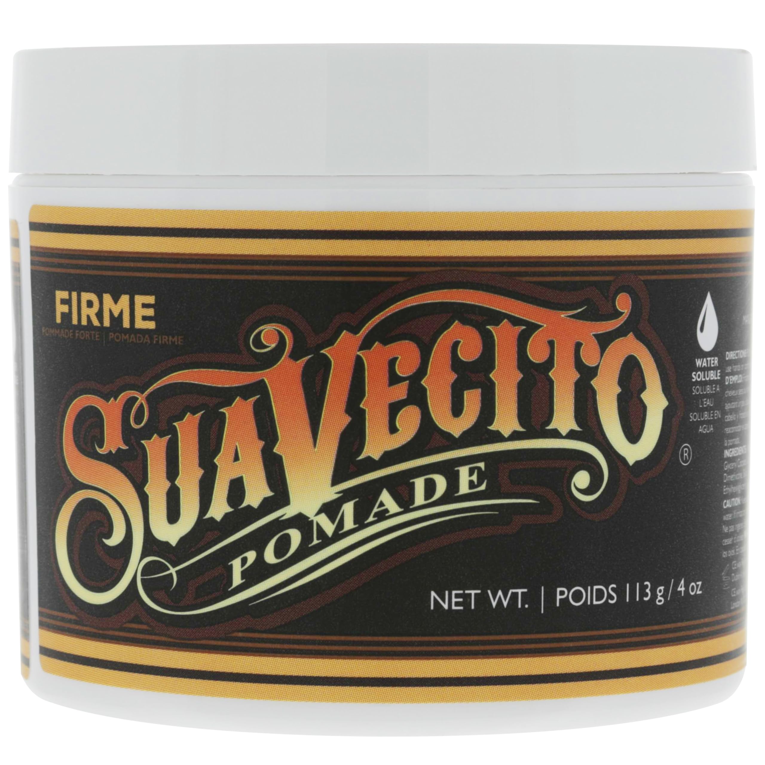 Side-part hairstyle detail styled with Suavecito Pomade, highlights clean separation benefit