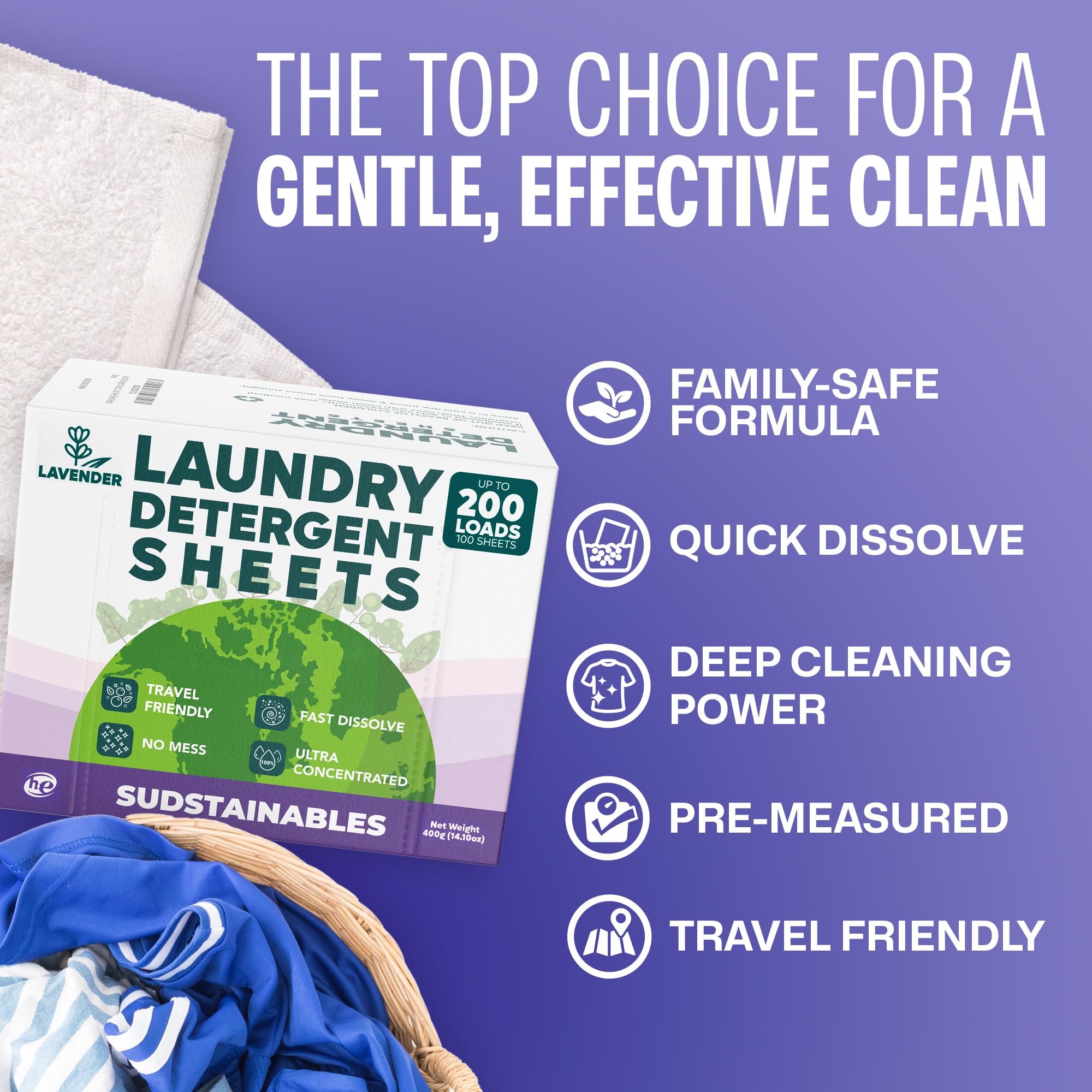 Sudstainables sheets inside a washer delivering mess-free cleaning benefit