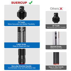 SUERCUP cabeza de trinquete de 72 dientes que ofrece movimientos finos y control