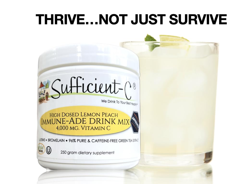 Sufficient-C bebida mezclada en vaso con hielo, hidratación refrescante