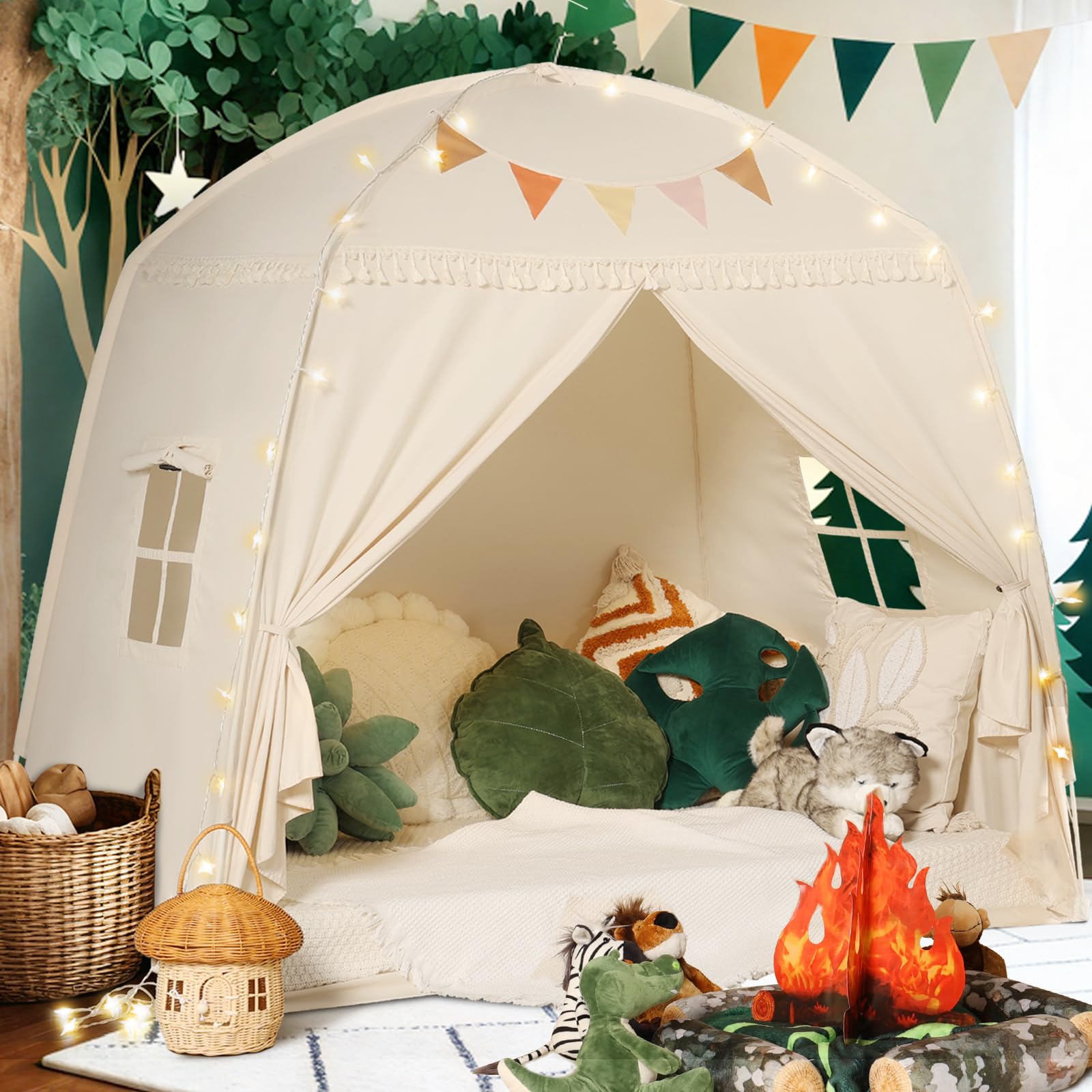 Sumbababy tienda tipi frontal mostrando espacio amplio y acogedor