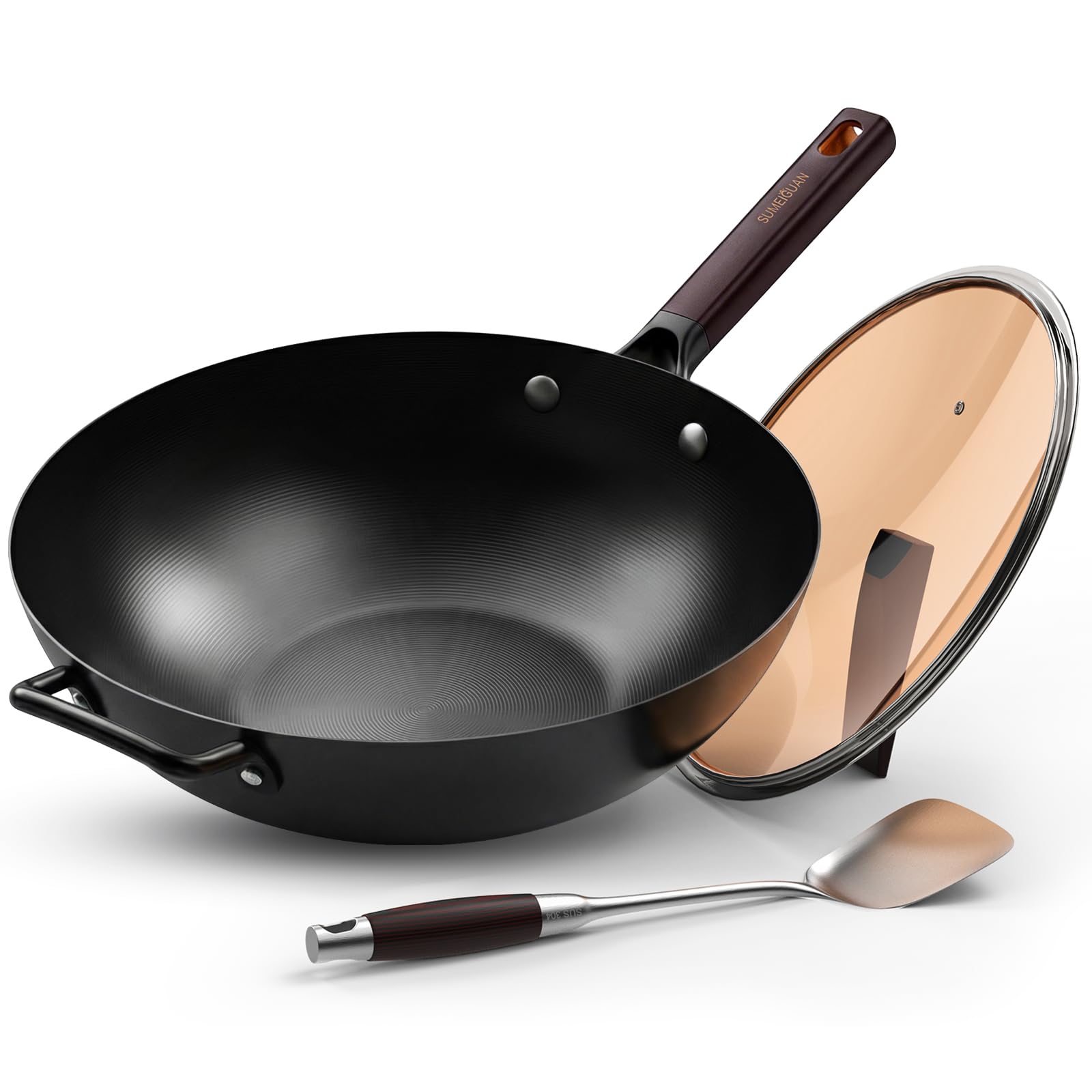 SUMEIGUAN wok frontal con tapa mostrando capacidad y estética