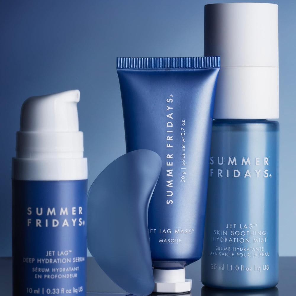 Summer Fridays Jet Lag Mask + Moisturizer close-up tube showing label and rich texture for lasting moisture