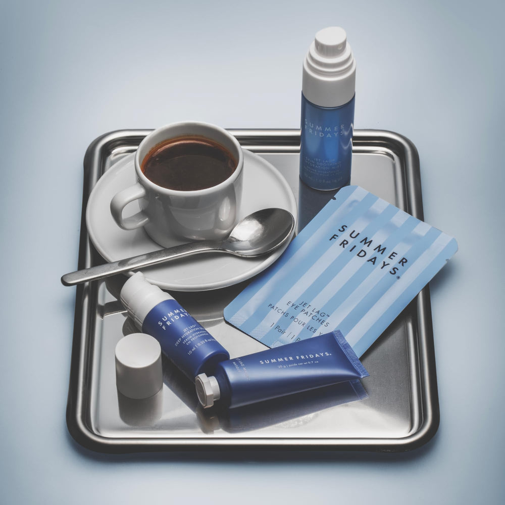 Summer Fridays lifestyle bathroom shelf display suggesting daily routine ease and a polished look