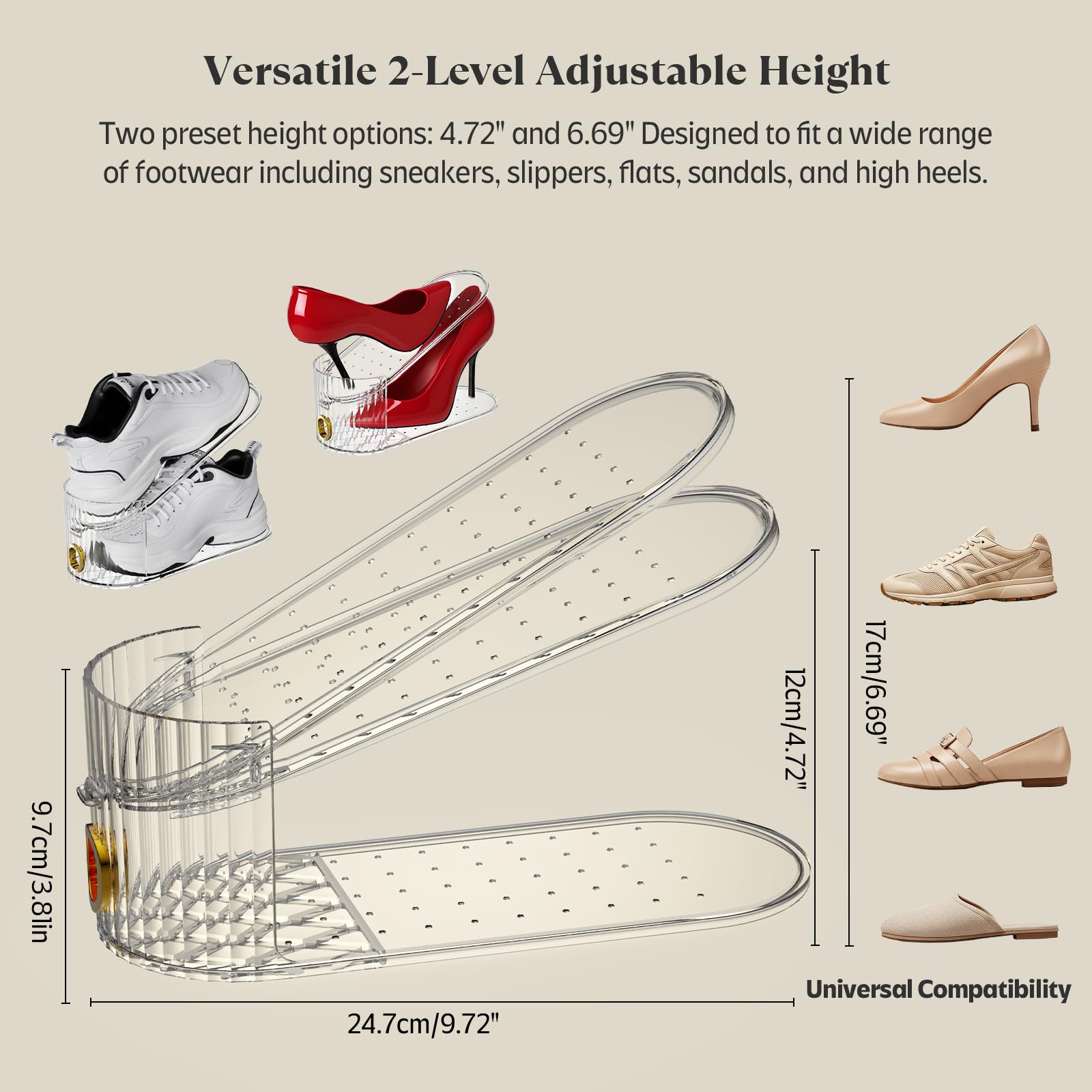 SummerVines muestra ajuste de altura para adaptar zapatillas y tacones