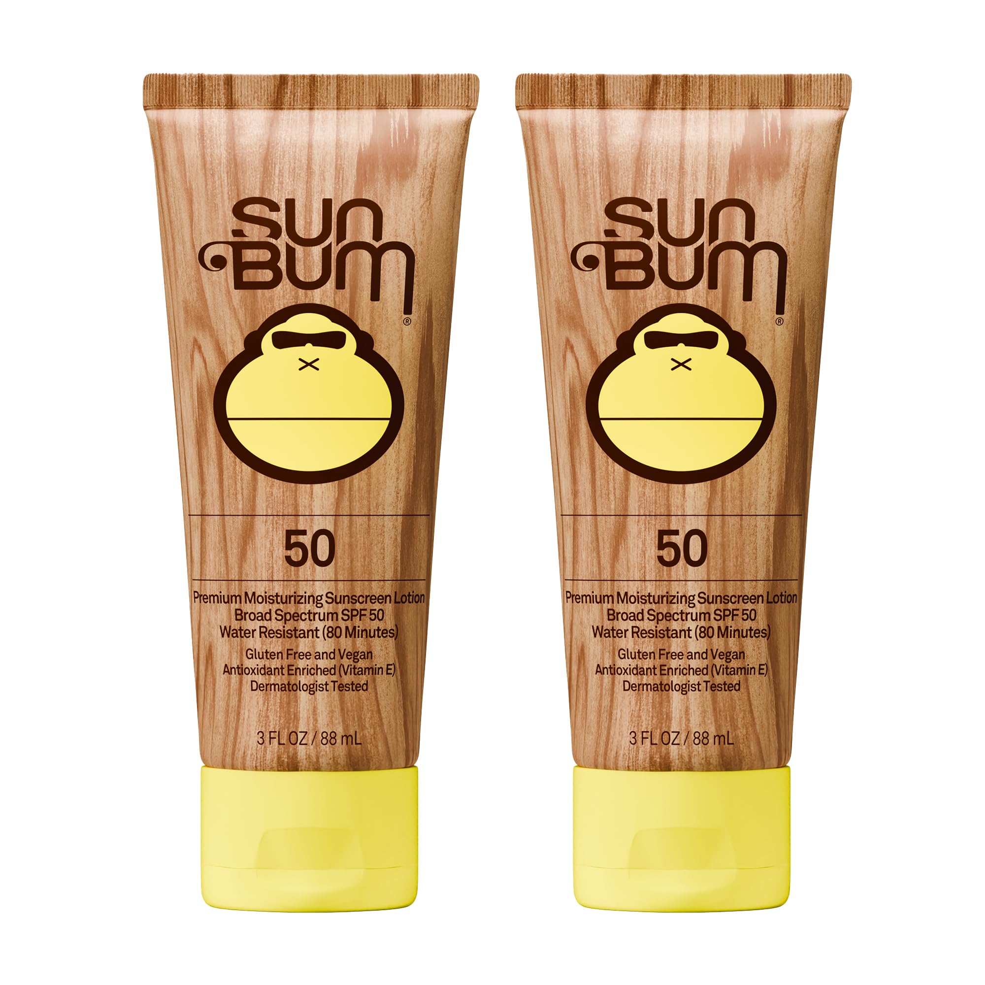 Sun Bum envase frontal mostrando SPF 50 y beneficios hidratantes