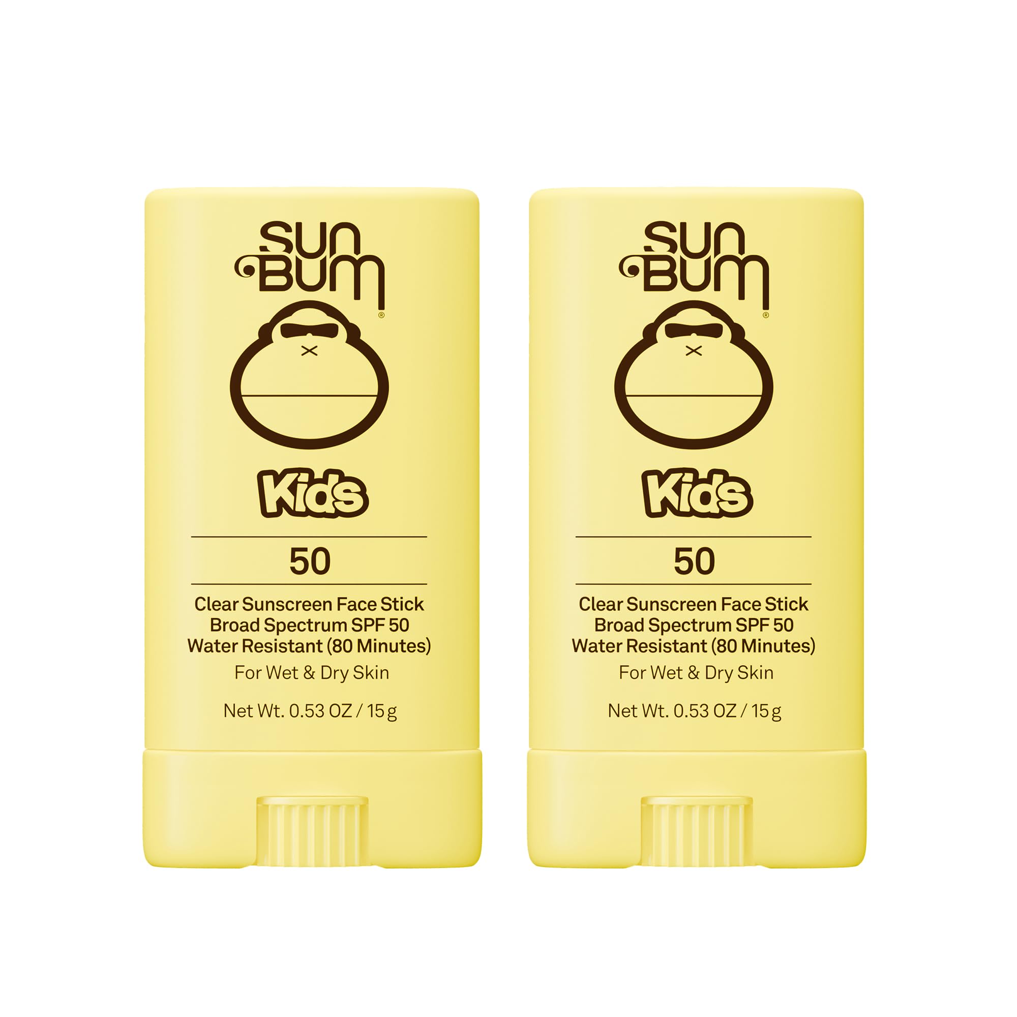 Sun Bum stick facial pack de 2 vista frontal práctico para niños