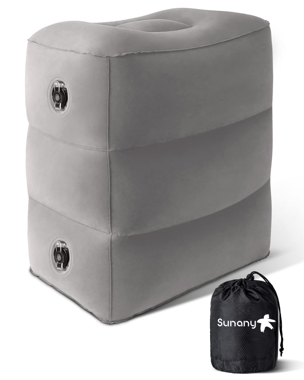Sunany front view of packed footrest showing compact travel benefit