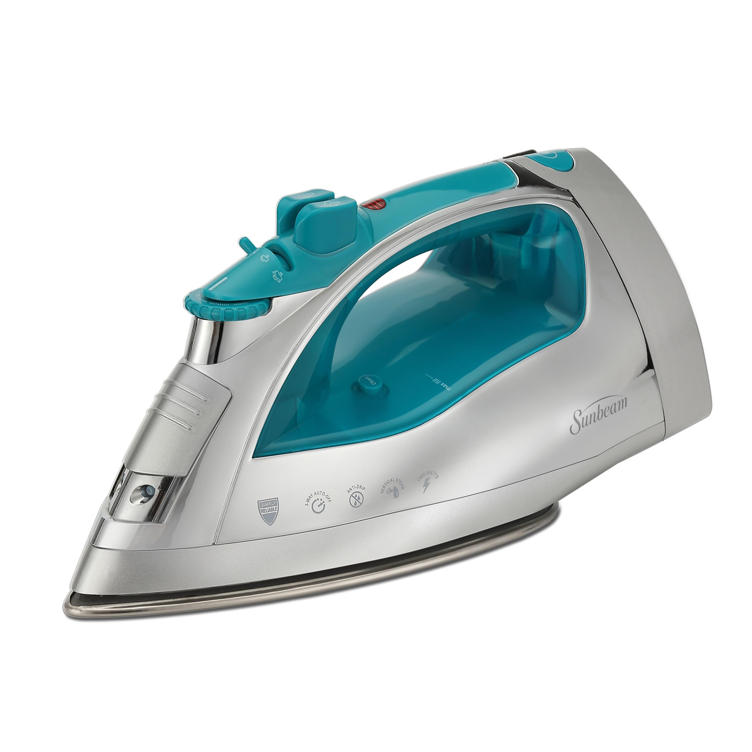 Sunbeam vista frontal del producto mostrando diseño blanco y teal y beneficio de fácil identificación