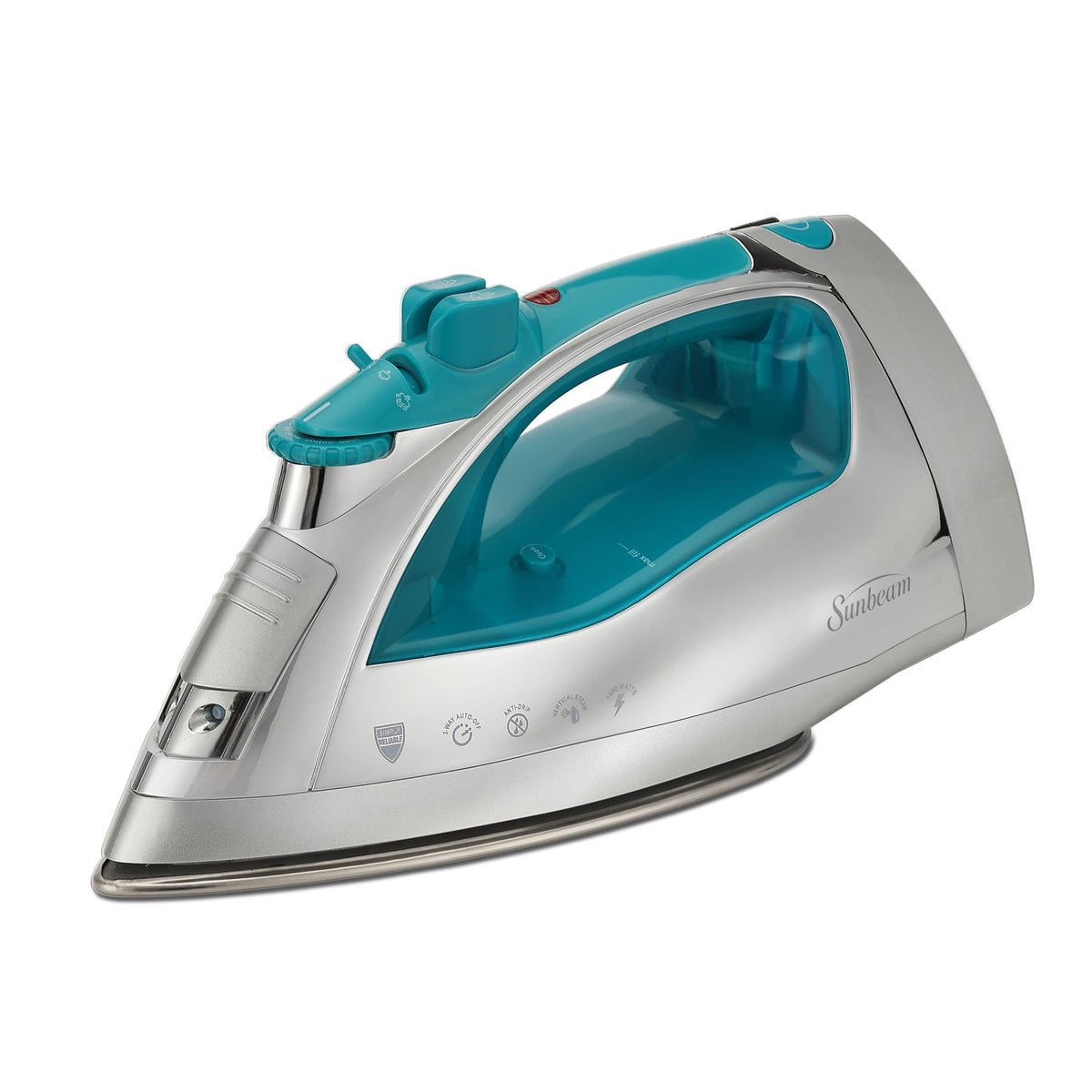 Sunbeam vista frontal del producto mostrando diseño blanco y teal y beneficio de fácil identificación