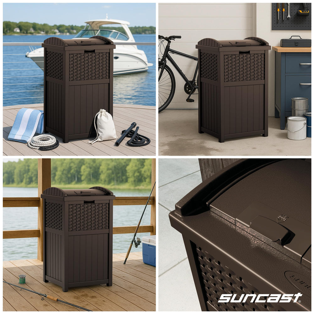 Suncast base sólida estable, evita vuelcos en superficies exteriores