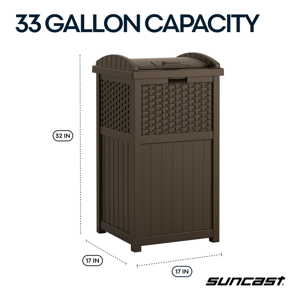 Suncast cubo abierto con bolsa 30 galones instalada, cómodo cambio