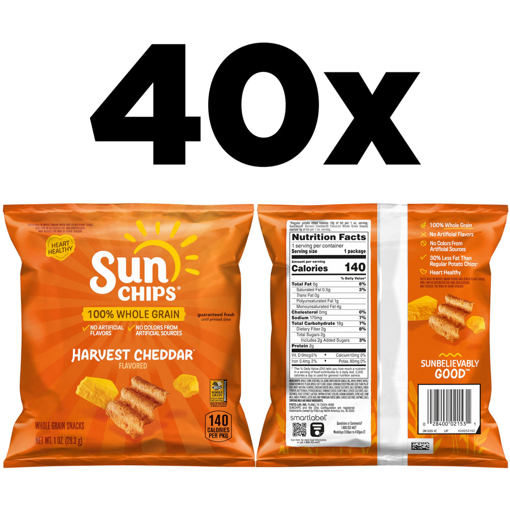 SunChips bolsa individual Harvest Cheddar frontal con apertura fácil