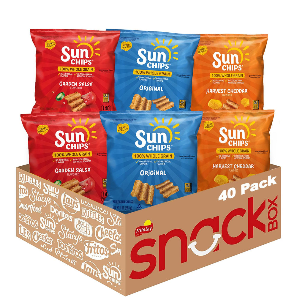 SunChips frontal del empaque mostrando variedad y porciones individuales