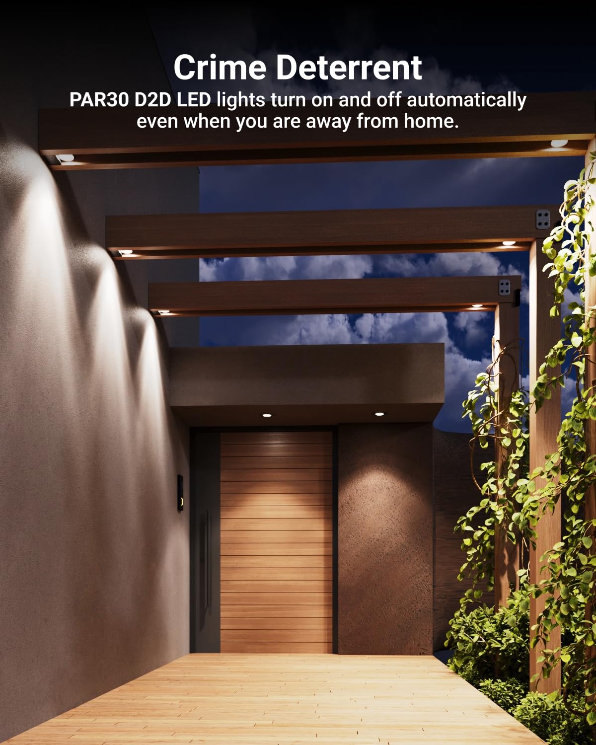 Sunco iluminando entrada de casa ofreciendo seguridad nocturna