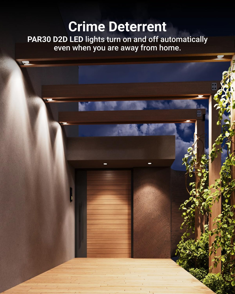 Sunco iluminando entrada de casa ofreciendo seguridad nocturna