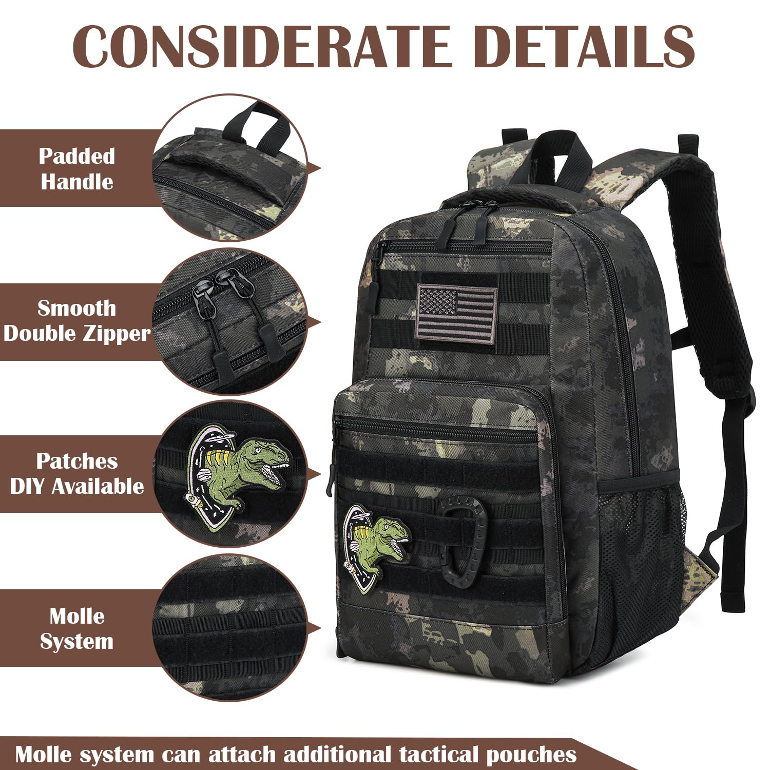 SunForMorning MOLLE webbing close-up for customizable gear attachment benefit