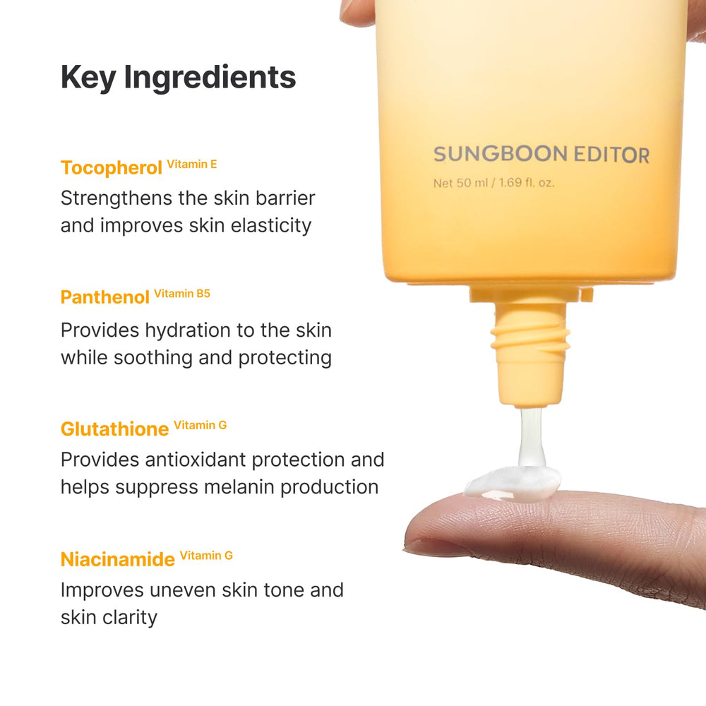 SUNGBOON EDITOR comparación de tamaño 50 ml para llevar y viaje