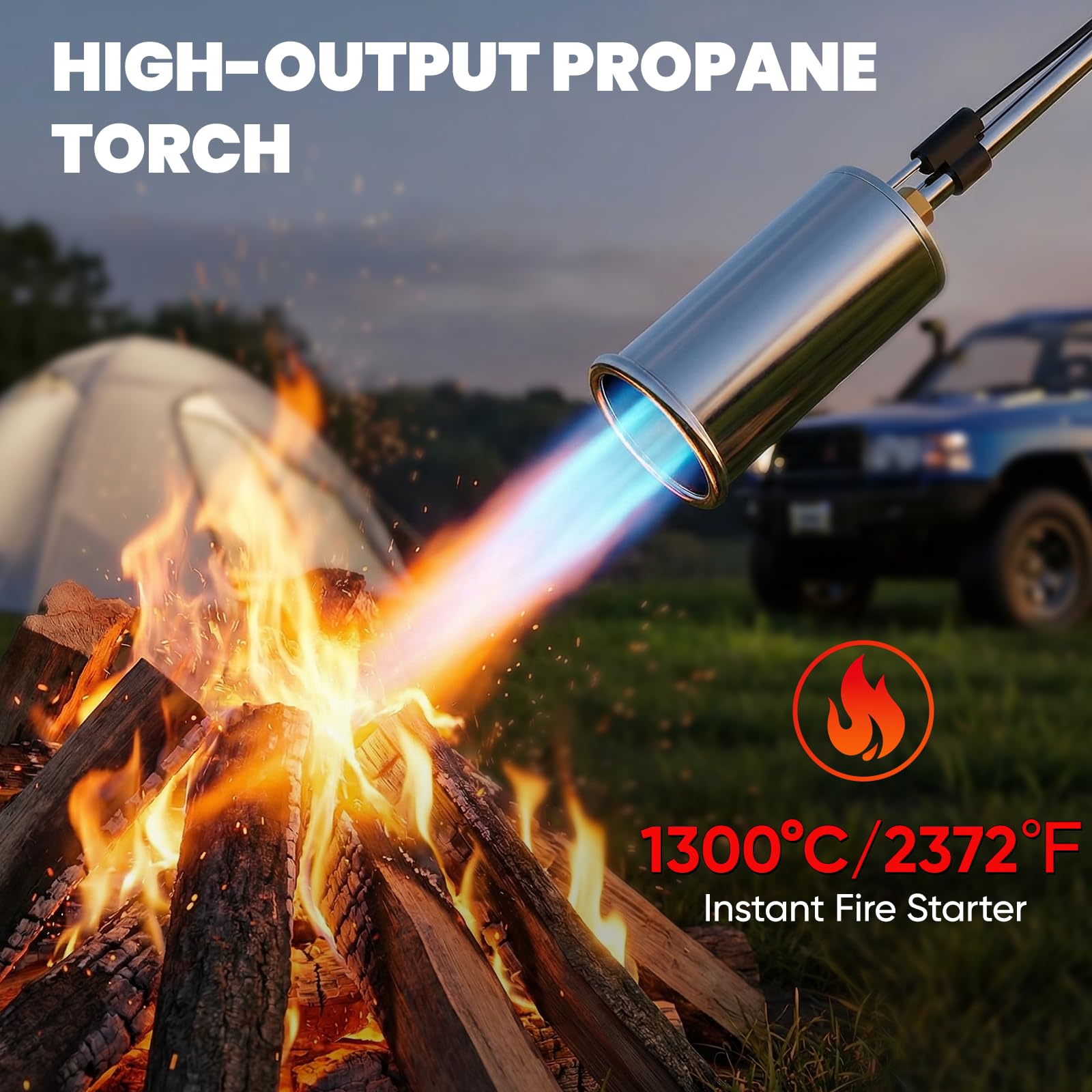 SuniqFyre torch packaged for storage highlighting compact, safe transport