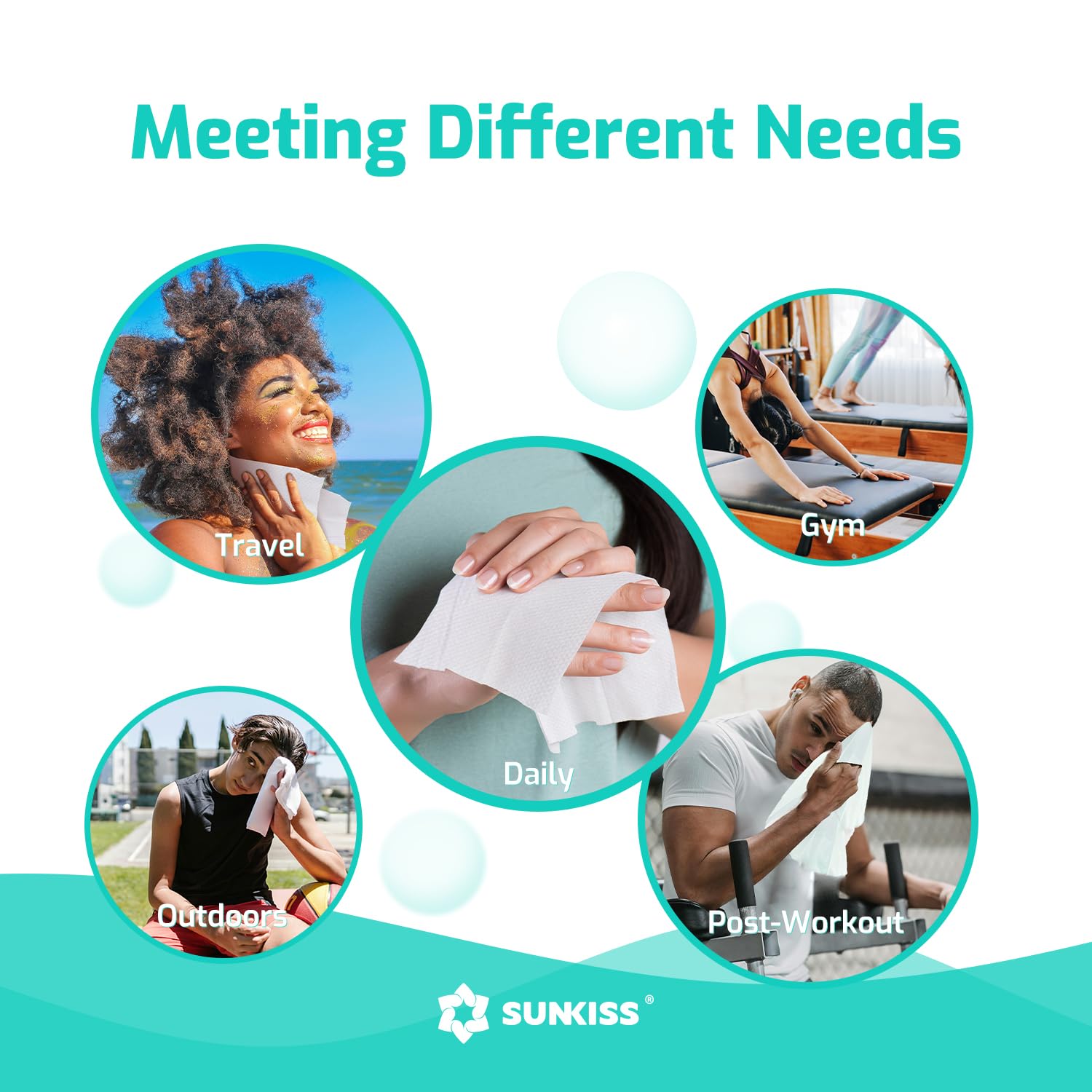 SUNKISS toallitas en entorno de residencia demostrando uso profesional