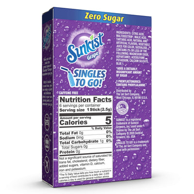 SINGLES TO GO! Sunkist sobre vertido en botella al aire libre para hidratación rápida
