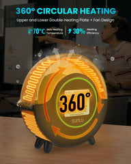 SUNLU S2 pantalla LCD táctil mostrando temperatura y tiempo para control preciso