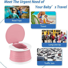 SunnySmile potty clipped to stroller showing easy access on outings
