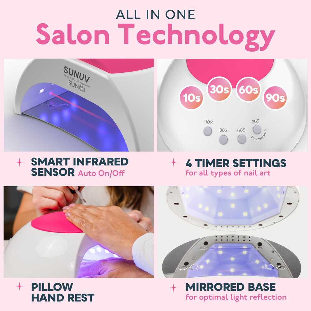 SUNUV SUN2C Rose primer plano de LED que cura gel uniformemente