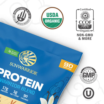 Sunwarrior vanilla mixed shake in glass for quick post-workout fuel
