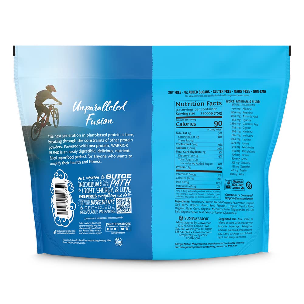 Sunwarrior scoop of powder close-up shows fine texture and mixability