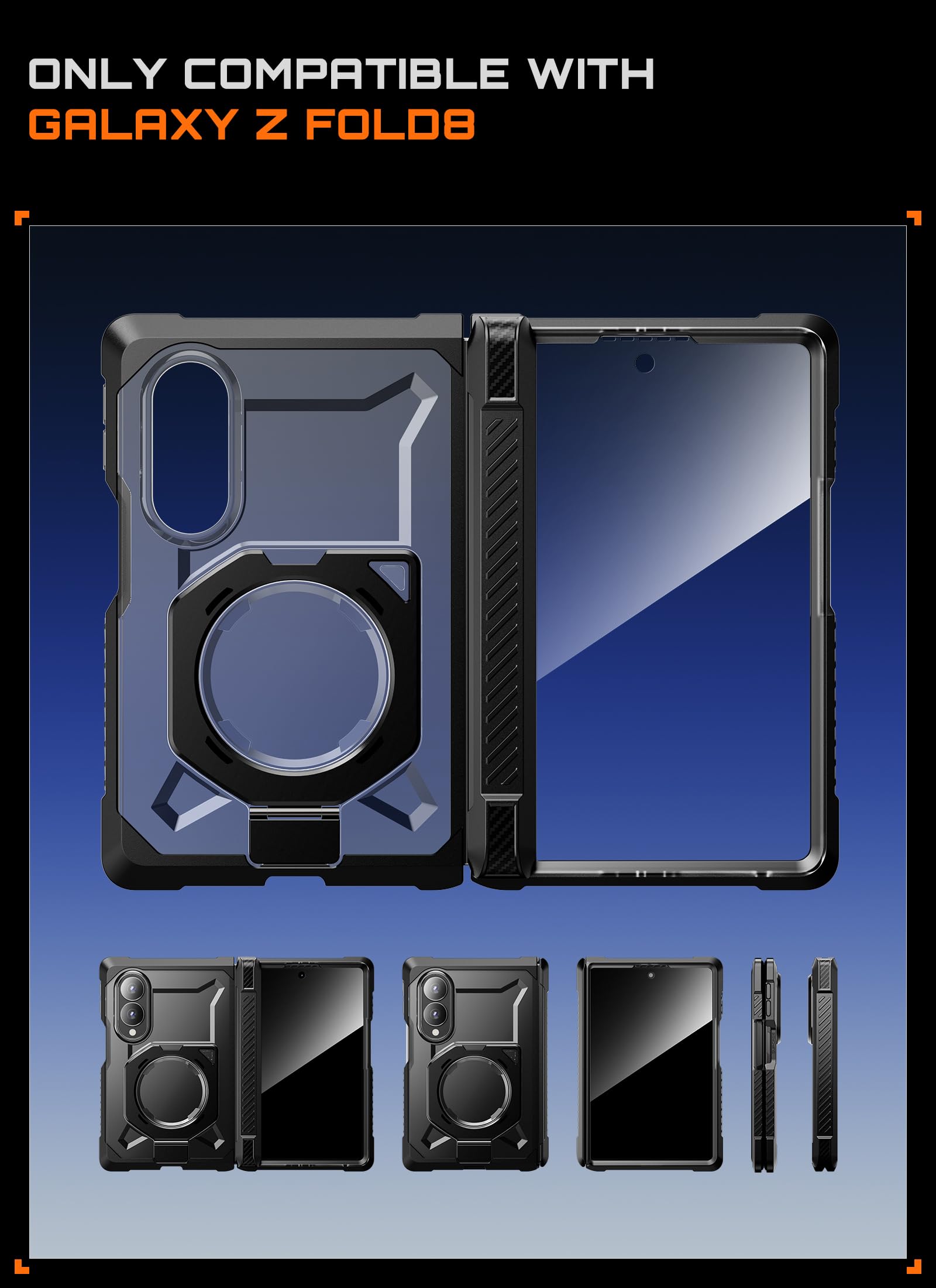SUPCASE rear profile view showing reinforced corners and hinge protection