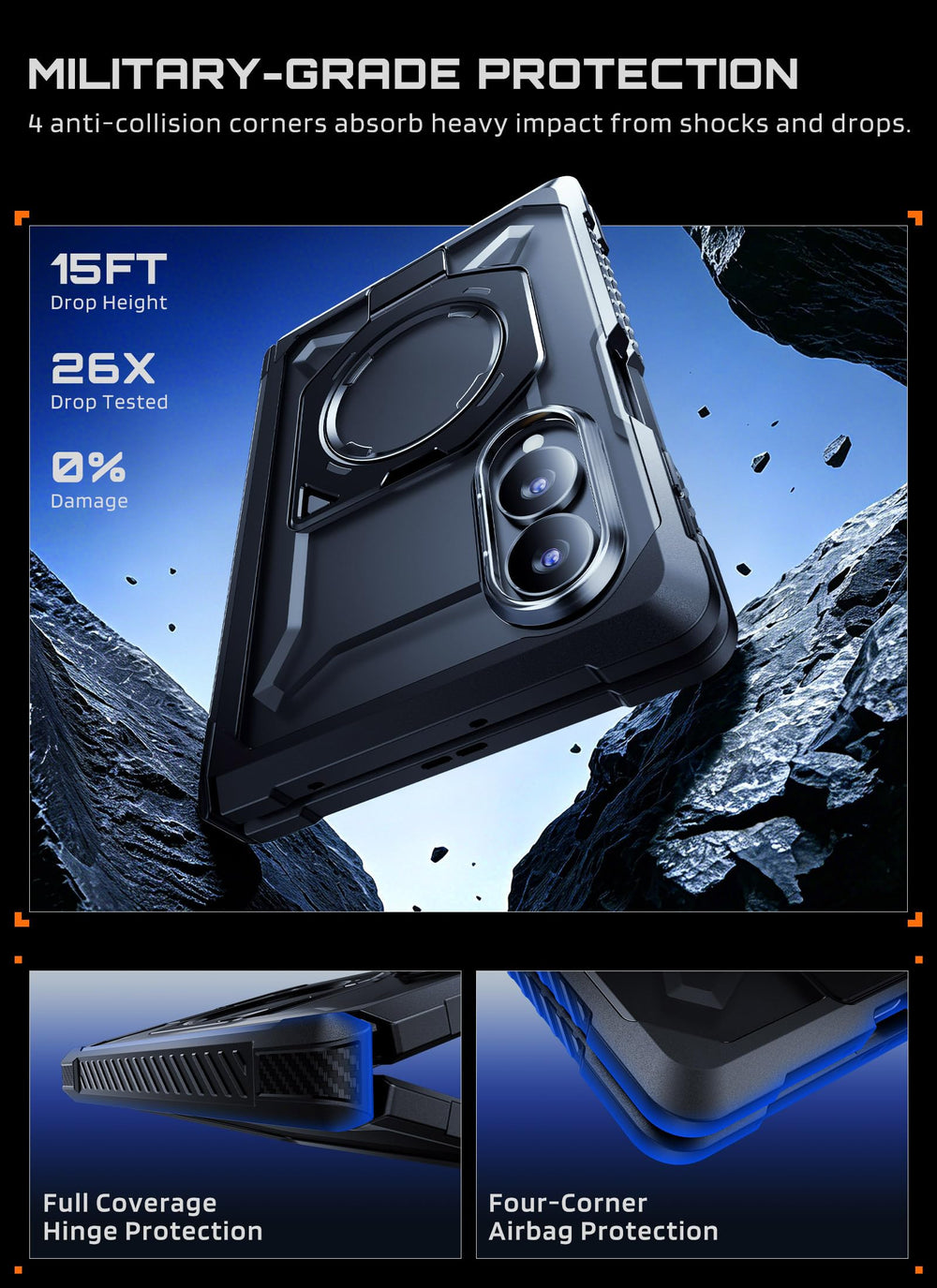 SUPCASE close-up of hinge coverage protecting the Galaxy Z Fold 8