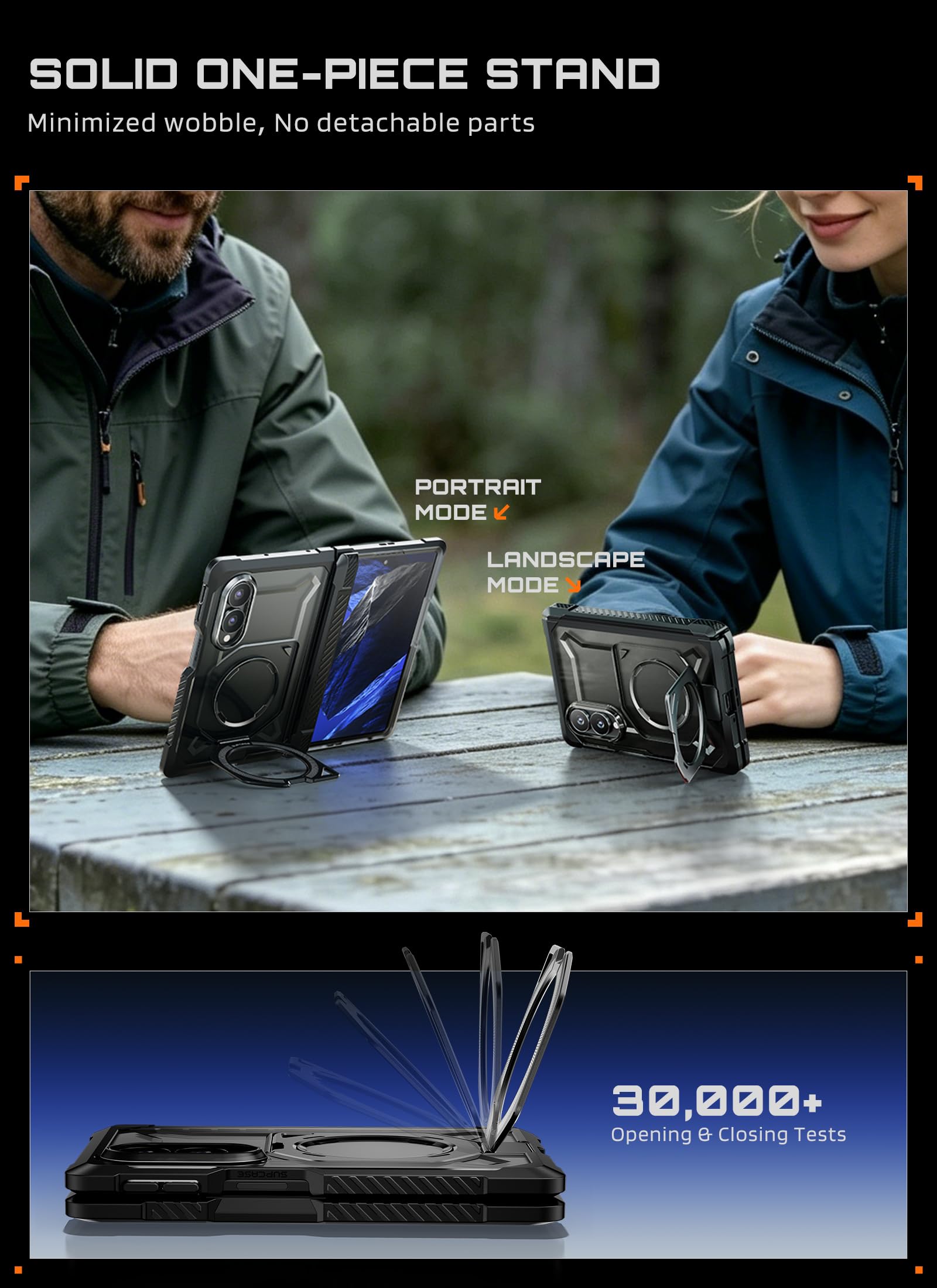 SUPCASE metal ring kickstand in use for hands-free viewing benefit