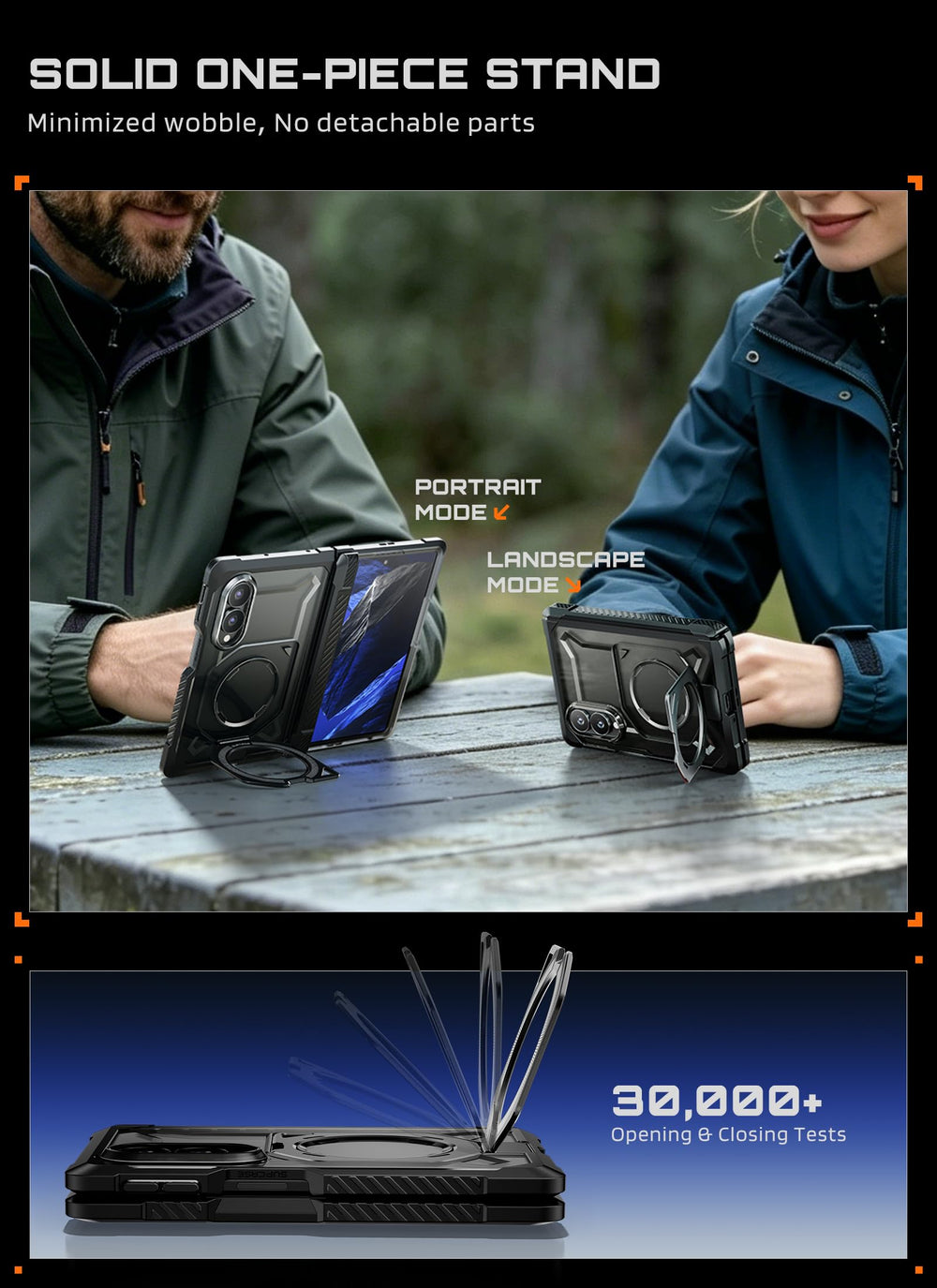 SUPCASE metal ring kickstand in use for hands-free viewing benefit