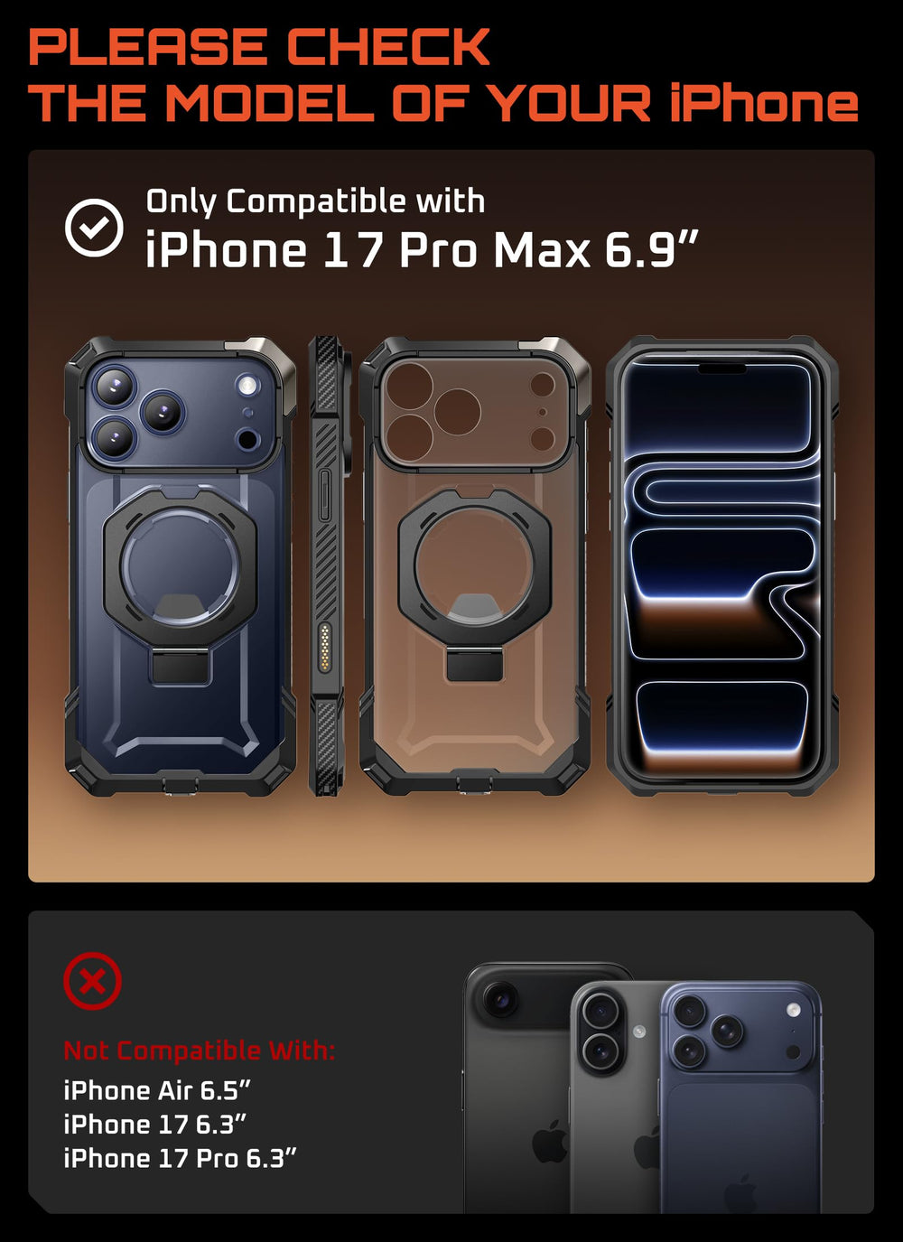 SUPCASE back view highlighting hard PC back and reinforced corner protection