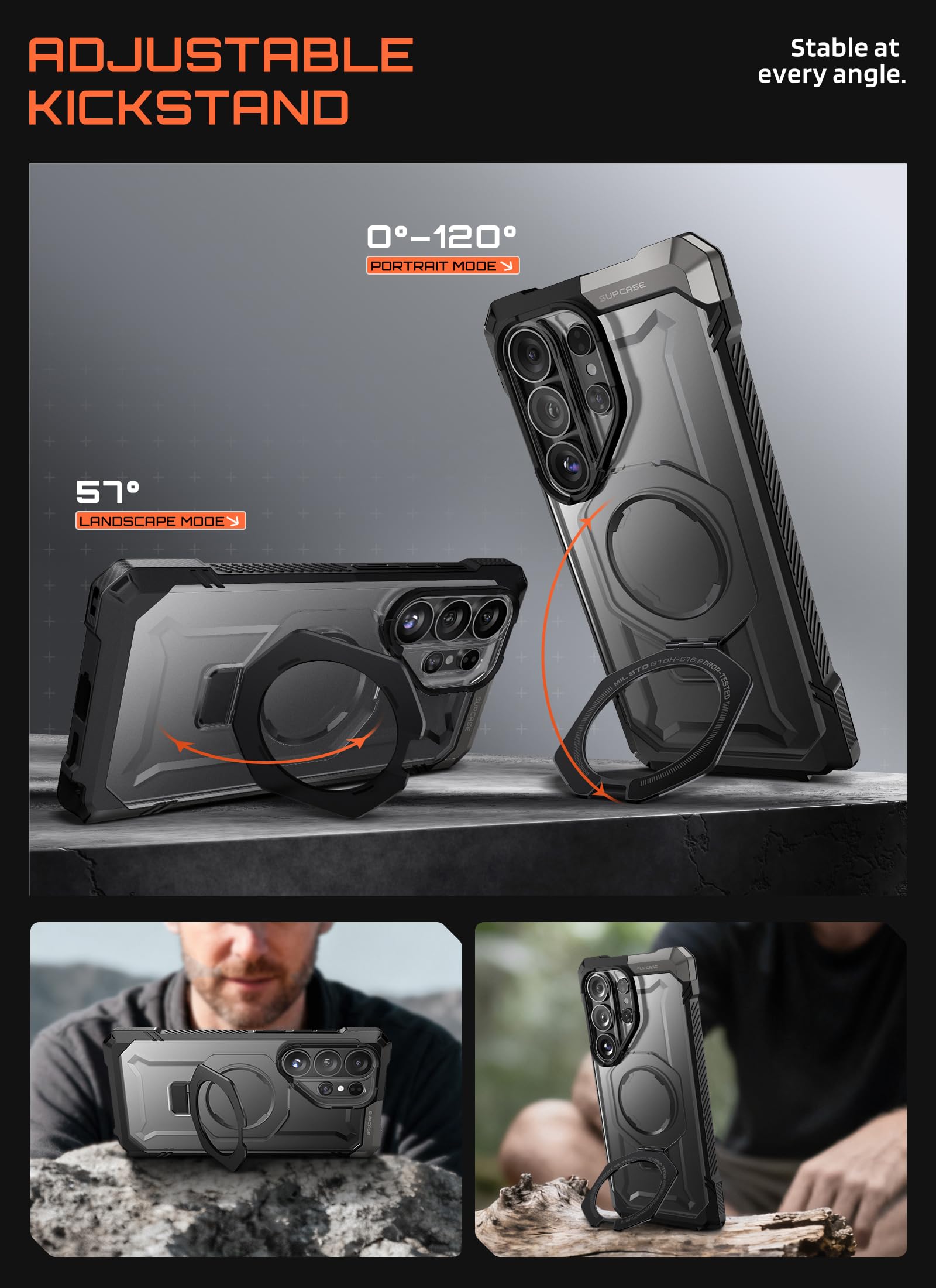 SUPCASE detalle de textura lateral para mejor agarre y seguridad