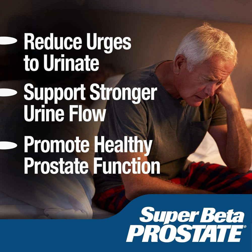 Super Beta Prostate in hand demonstrates scale and portable bottle for convenient dosing