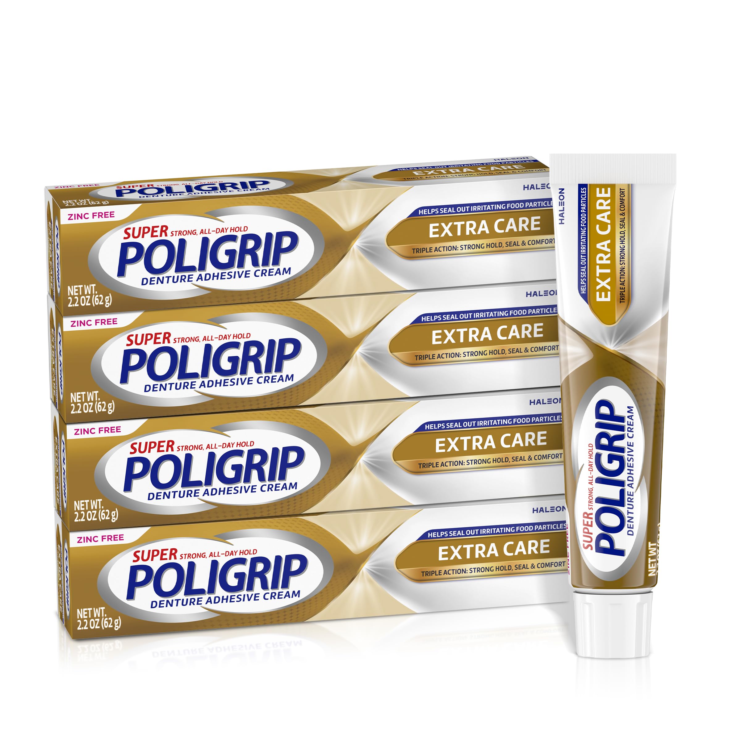 Super Poligrip frente del tubo mostrando etiqueta y cantidad, asegura identificación clara