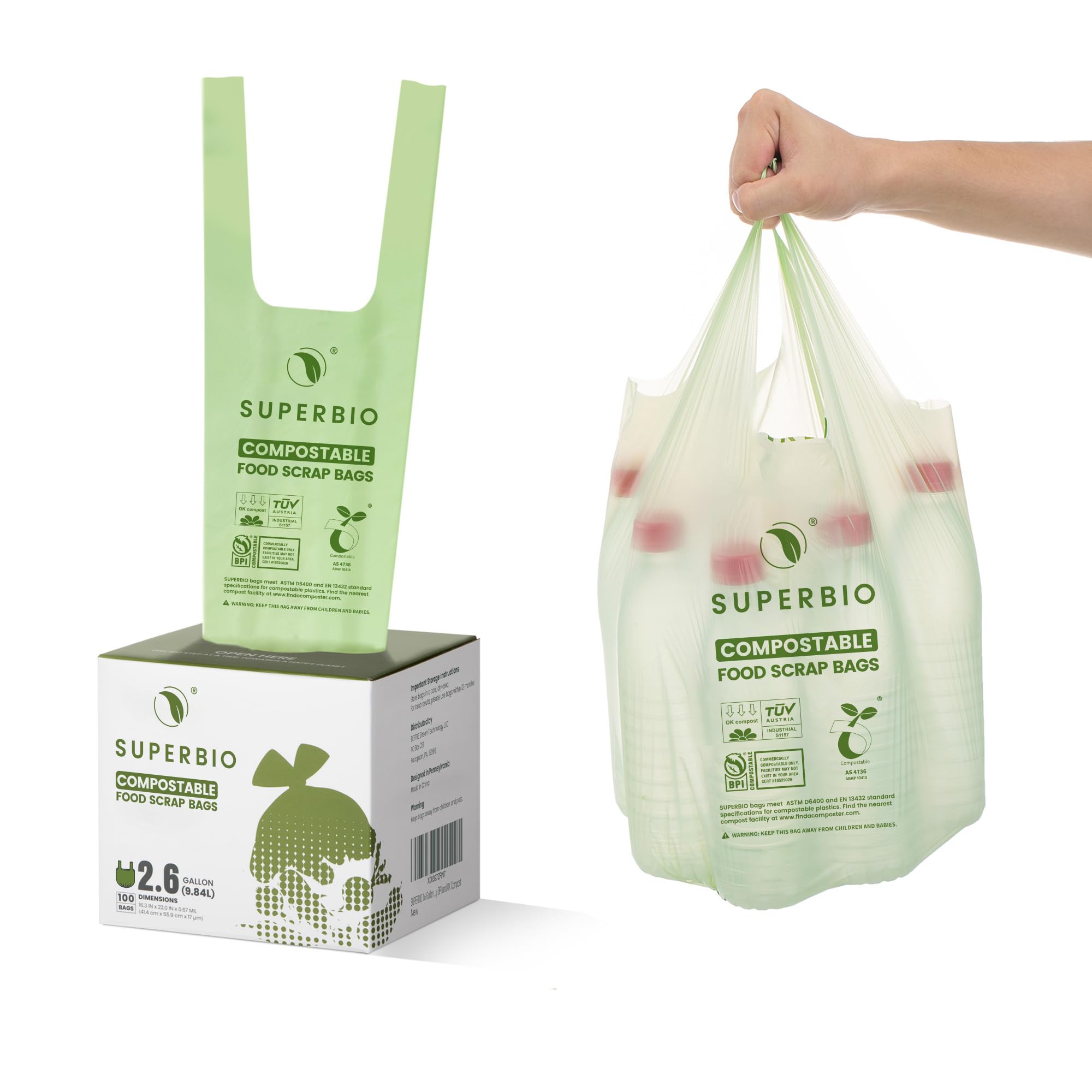 superbio front packaging showing roll and branding, clear storage benefit