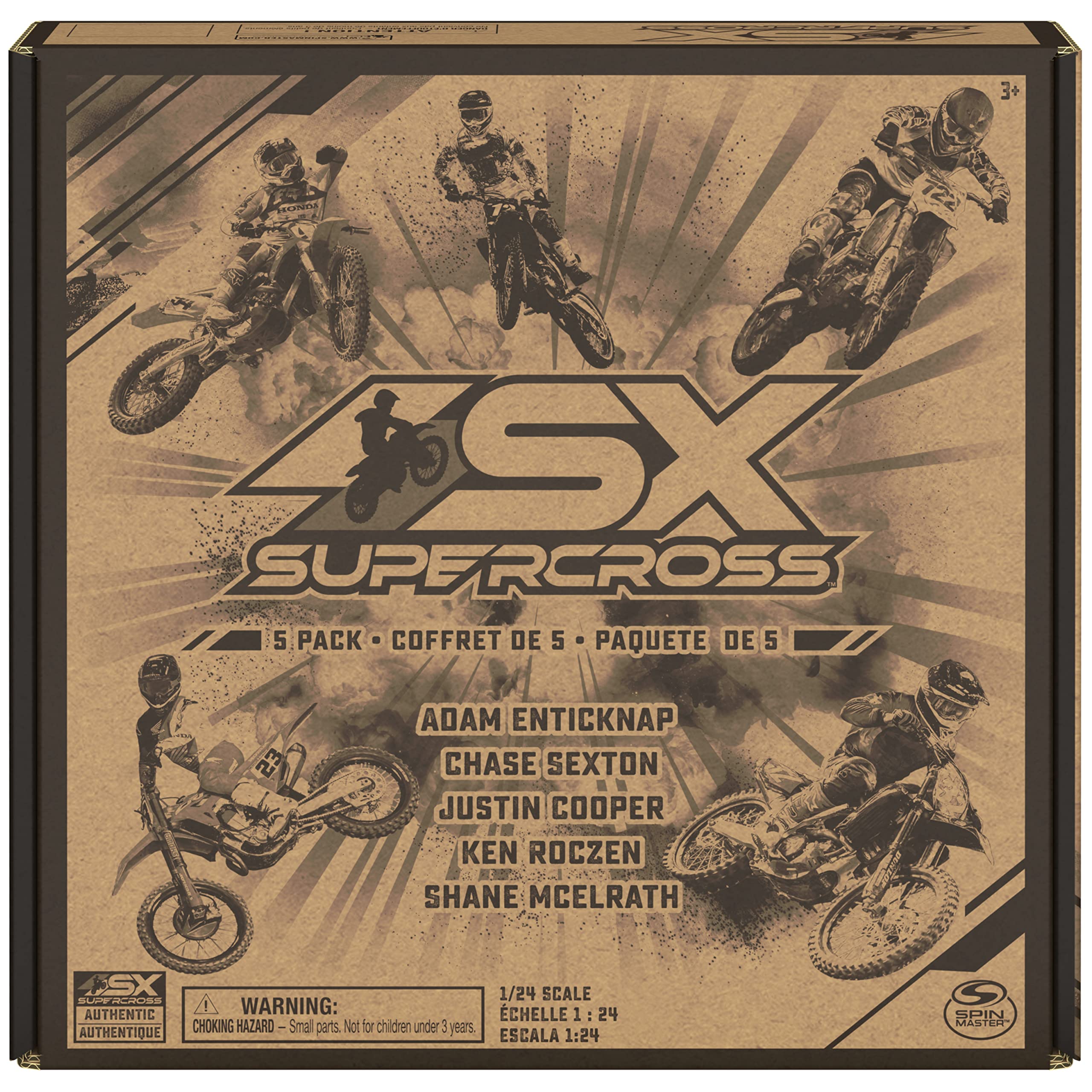 Supercross etiqueta y gráficos laterales mostrando detalles oficiales