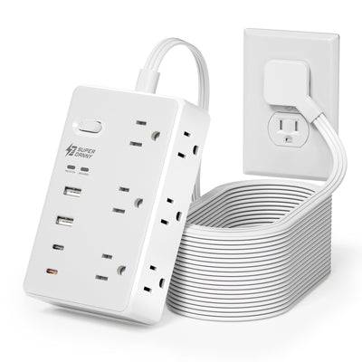 SUPERDANNY front view showing six outlets and USB ports for versatile charging