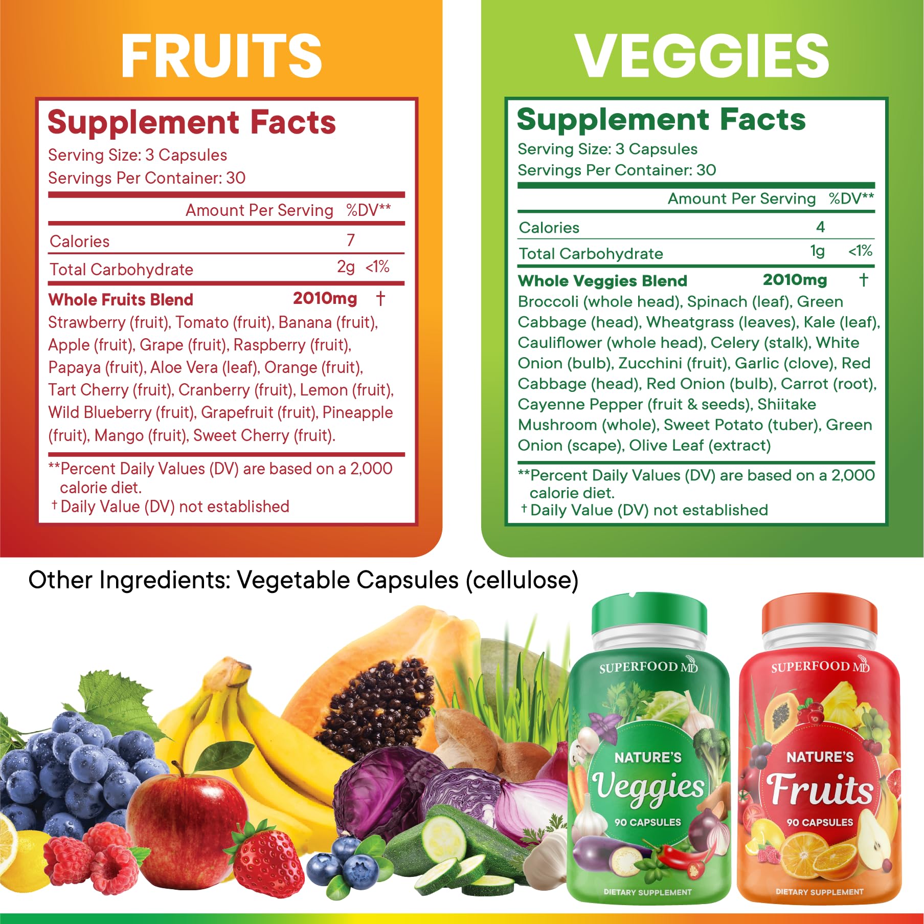 Superfood MD etiqueta con información de ingredientes y beneficio de transparencia