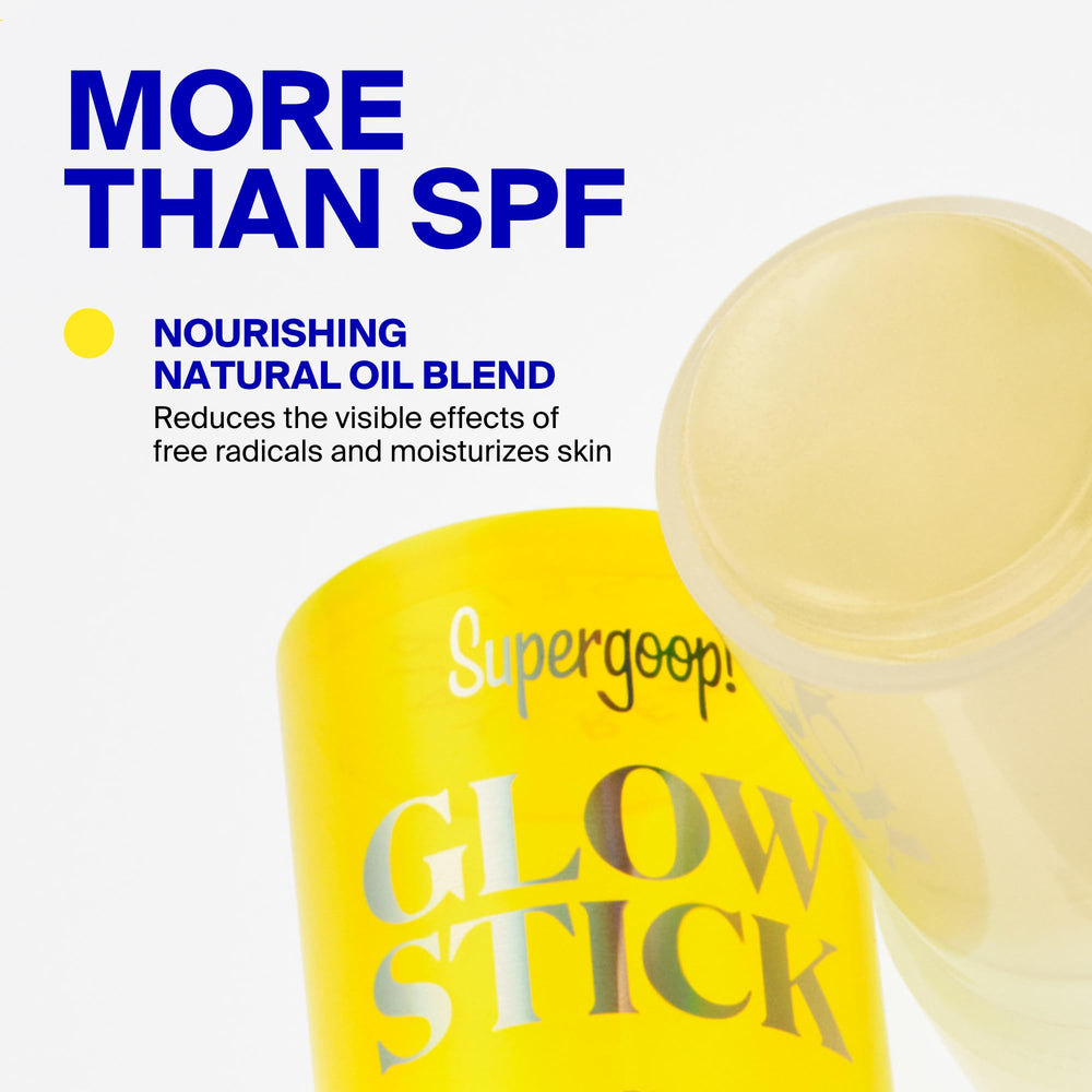 Supergoop! comparación de tamaño para llevar en bolso o neceser