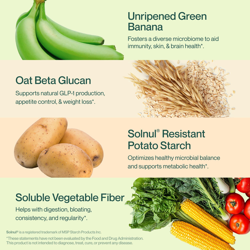 Supergut powder held in hand showing portion size and portable convenience