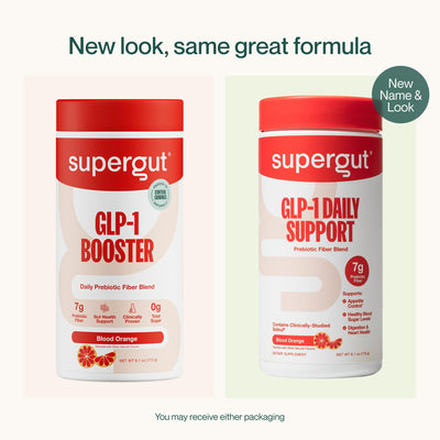 Supergut next to common items to show serving scale and portion clarity